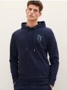 1037816-10668 Tom Tailor kapucnis nyomott mintás pamut felső pilóta kék színben
