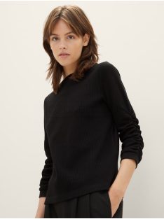   1039342-14482 Tom Tailor női DENIM rakott pulóver fekete színben