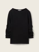 1039342-14482 Tom Tailor női DENIM rakott pulóver fekete színben