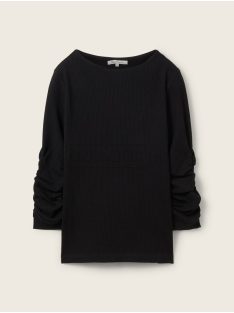   1039342-14482 Tom Tailor női DENIM rakott pulóver fekete színben