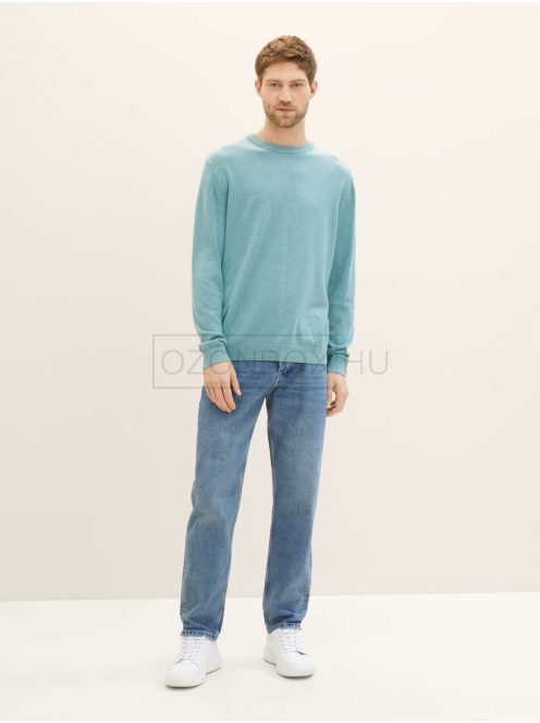 1039805-34143 Tom Tailor férfi kerek nyakú kötött pulóver (lágy menta)
