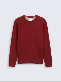   1039805-38762 Tom Tailor férfi kerek nyakú kötött pulóver (sötét samba vörös melanzs)