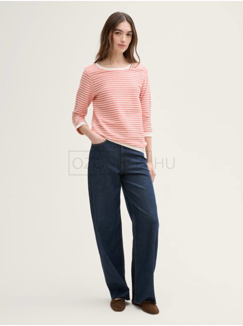 1039980-37366 Tom Tailor női csíkos mintás pulóver (piros fehér csíkos)