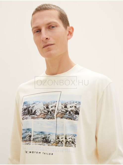 1040035-18592 Tom Tailor hosszú ujjú póló vintage bézs színben