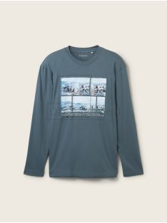   1040035-32506 Tom Tailor hosszú ujjú póló  színben poros sötét kékeszöld színben