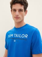 1040988-12393 Tom Tailor férfi rövid ujjú póló logó nyomtatással kiráykék színben