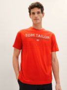 1040988-13189 Tom Tailor férfi rövid ujjú póló logó nyomtatással piros színben