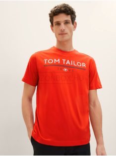   1040988-13189 Tom Tailor férfi rövid ujjú póló logó nyomtatással piros színben