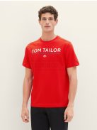 1040988-13189 Tom Tailor férfi rövid ujjú póló logó nyomtatással piros színben