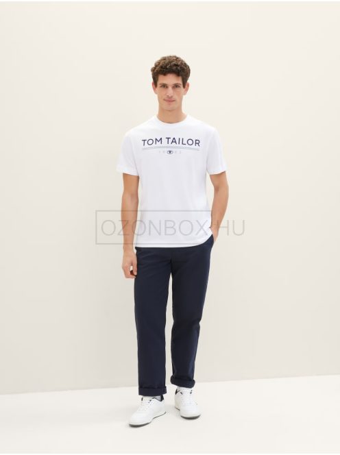 1040988-20000 Tom Tailor férfi rövid ujjú póló logó nyomtatással fehér színben