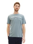 1040988-27475 Tom Tailor férfi rövid ujjú póló logó nyomtatással szürke-menta színben