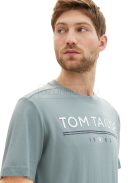 1040988-27475 Tom Tailor férfi rövid ujjú póló logó nyomtatással szürke-menta színben