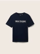 1041816-10668 Tom Tailor férfi rövid ujjú póló logó nyomtatással pilótakék színben