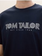 1041816-10668 Tom Tailor férfi rövid ujjú póló logó nyomtatással pilótakék színben