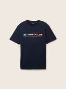 1041855-10668 Tom Tailor férfi rövid ujjú póló logó nyomtatással pilótakék színben