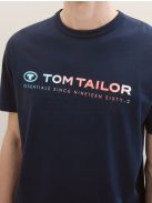 1041855-10668 Tom Tailor férfi rövid ujjú póló logó nyomtatással pilótakék színben