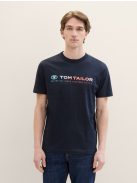 1041855-10668 Tom Tailor férfi rövid ujjú póló logó nyomtatással pilótakék színben