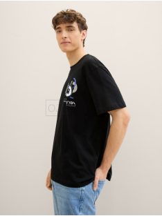   1042037-29999 Tom Tailor póló logó nyomattal fekete színben
