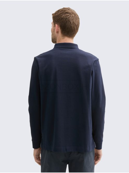 1043278-10668 Tom Tailor hosszú ujjú galléros póló (pilótakék)