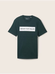   1043491-10362 Tom Tailor póló logó nyomattal (sötét oromzöld)