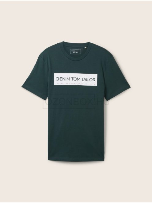 1043491-10362 Tom Tailor póló logó nyomattal (sötét oromzöld)