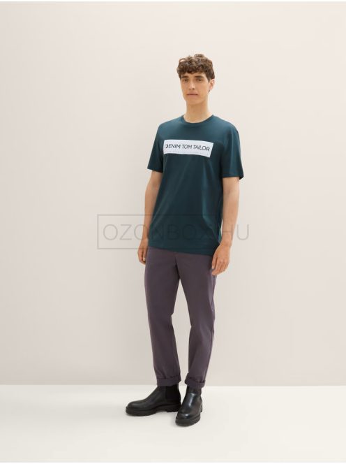 1043491-10362 Tom Tailor póló logó nyomattal (sötét oromzöld)