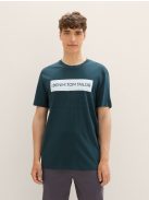 1043491-10362 Tom Tailor póló logó nyomattal (sötét oromzöld)