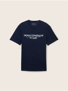   1043491-10668 Tom Tailor póló logó nyomattal (pilótakék)