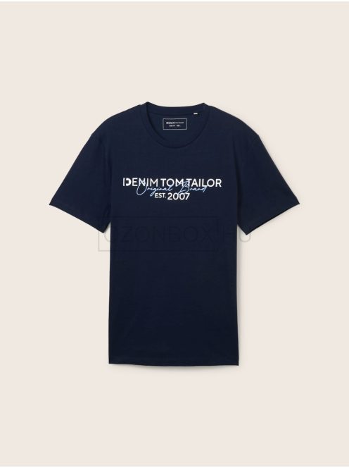 1043491-10668 Tom Tailor póló logó nyomattal (pilótakék)