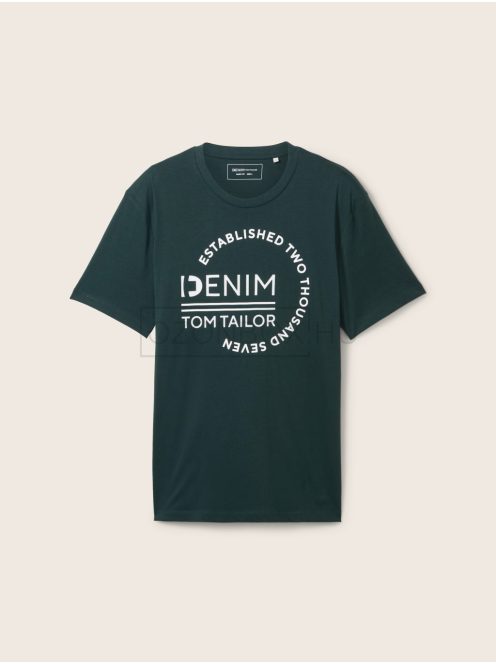 1043491-30602 Tom Tailor póló logó nyomattal (sötétzöld)