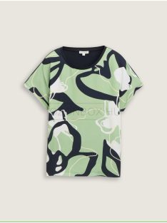   1045569-37116 Tom Tailor pamut felső mintával (tiszta zöld)