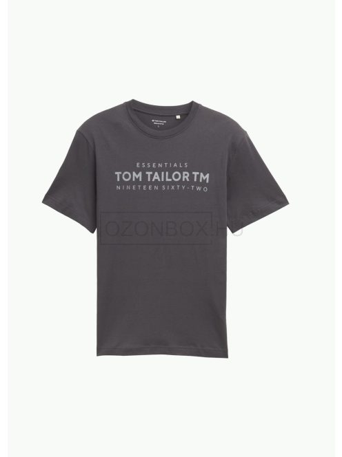 1045631-10899 Tom Tailor póló logó nyomattal (aszfalt szürke)