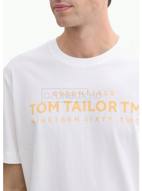 1045631-20000 Tom Tailor póló logó nyomattal (fehér)