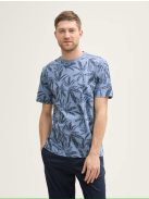 1045699-37611 Tom Tailor férfi rövid ujjú mintás póló (galambkék tonális levél design)