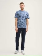 1045699-37611 Tom Tailor férfi rövid ujjú mintás póló (galambkék tonális levél design)