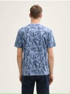 1045699-37611 Tom Tailor férfi rövid ujjú mintás póló (galambkék tonális levél design)