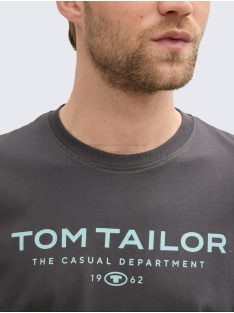   1045773-10899 Tom Tailor póló logó nyomattal (aszfalt szürke)