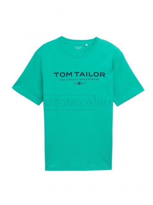 1045773-11137 Tom Tailor póló logó nyomattal (türkiz zöld)