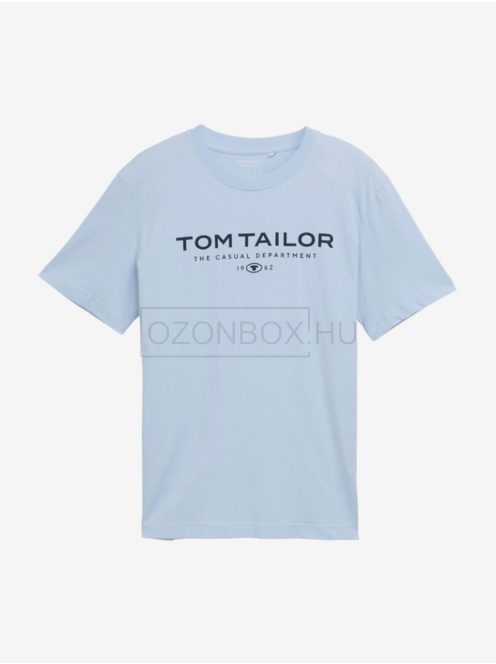 1045773-21068 Tom Tailor férfi rövid ujjú póló logó nyomtatással (világoskék)