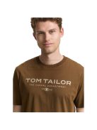 1045773-23900 Tom Tailor férfi rövid ujjú póló logó nyomtatással (barna)