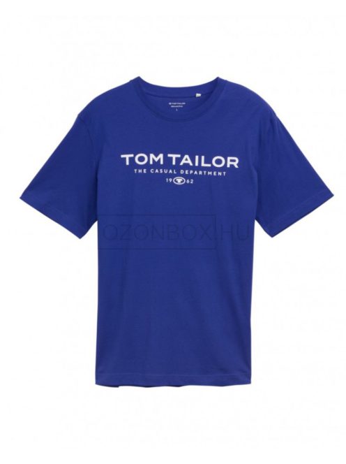 1045773-25386 Tom Tailor férfi rövid ujjú póló logó nyomtatással (királykék)
