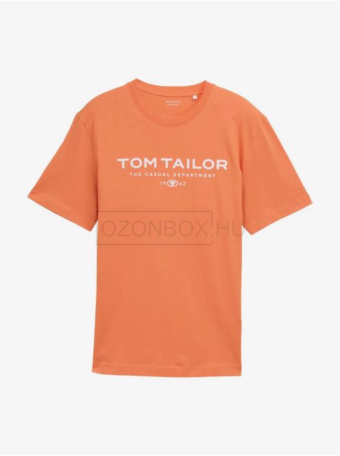 1045773-37755 Tom Tailor férfi rövid ujjú póló logó nyomtatással (téglás narancs)