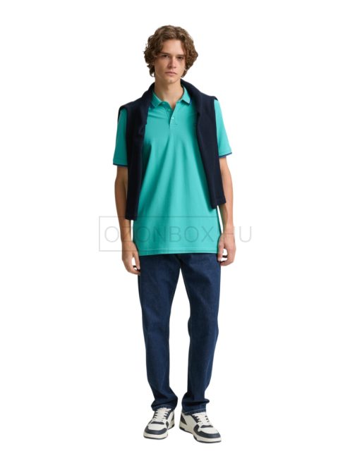 1046289-10950 Tom Tailor galléros póló (világos türkizkék)
