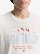 1046756-10332 Tom Tailor póló logó nyomattal (törtfehér)
