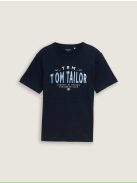 1046756-10668 Tom Tailor póló logó nyomattal (pilótakék)