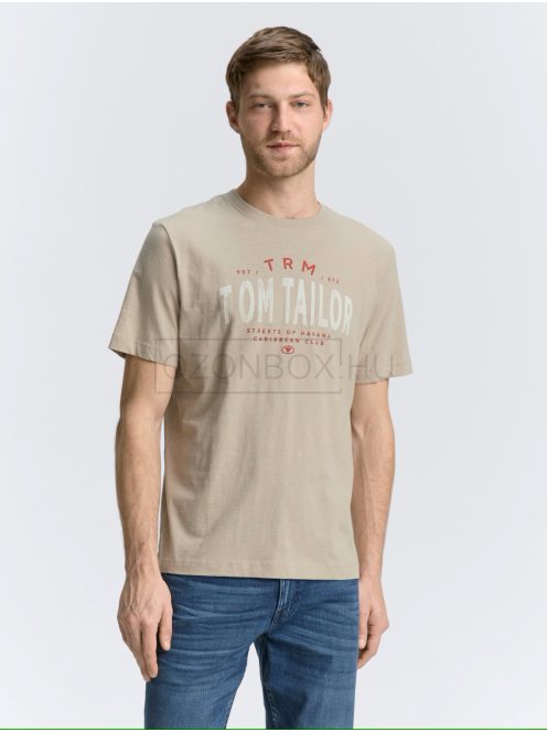 1046756-11032 Tom Tailor póló logó nyomattal (kesudió bézs)