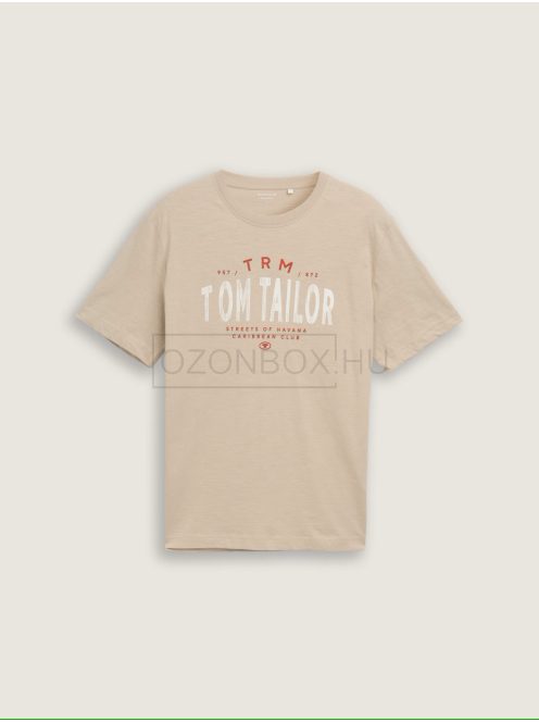 1046756-11032 Tom Tailor póló logó nyomattal (kesudió bézs)