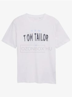 1046756-20000 Tom Tailor póló logó nyomattal (fehér)