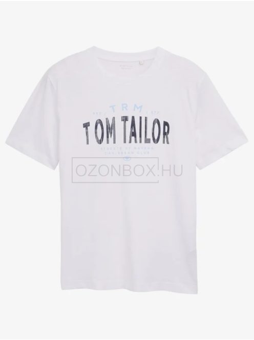 1046756-20000 Tom Tailor póló logó nyomattal (fehér)
