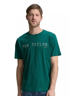 1046789-10413 Tom Tailor póló logó nyomattal (zöld)